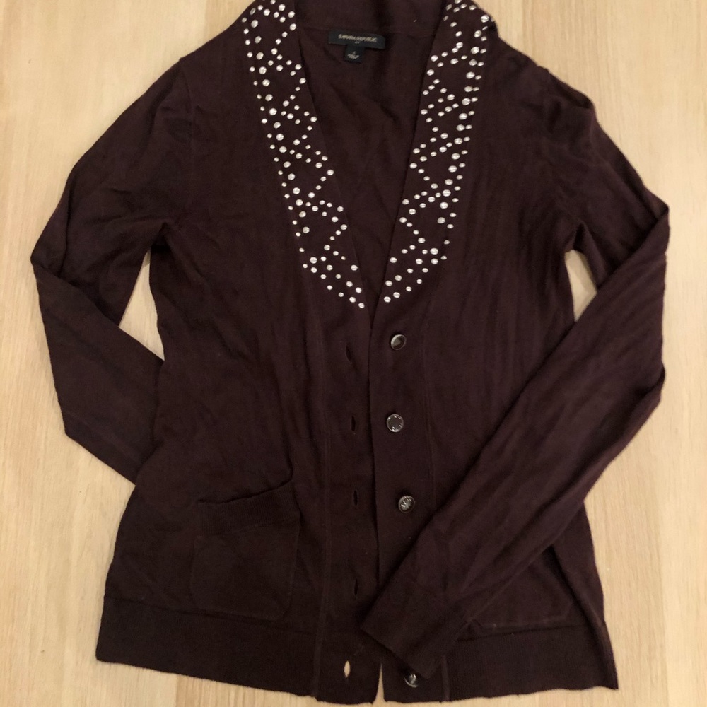 Banana Republic plum cardigan with stud detail